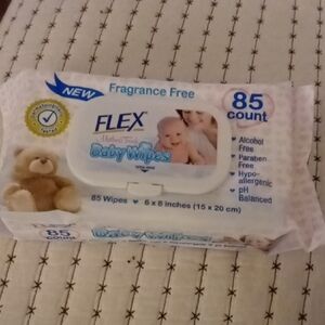 FLEX Fragrance Free Baby Wipes - White & Blue Pack (85 Count)